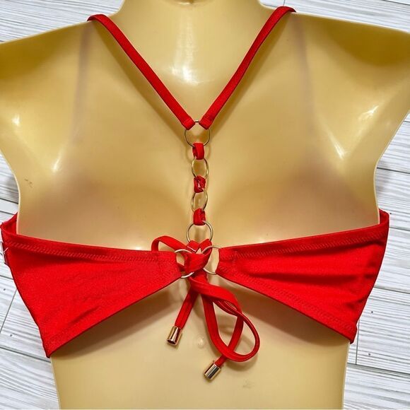 VICTORIA’S‎ SECRET PUSH-UP RING RACERBACK RED SWIMSUIT BIKINI TOP 36D NWT - Picture 5 of 10